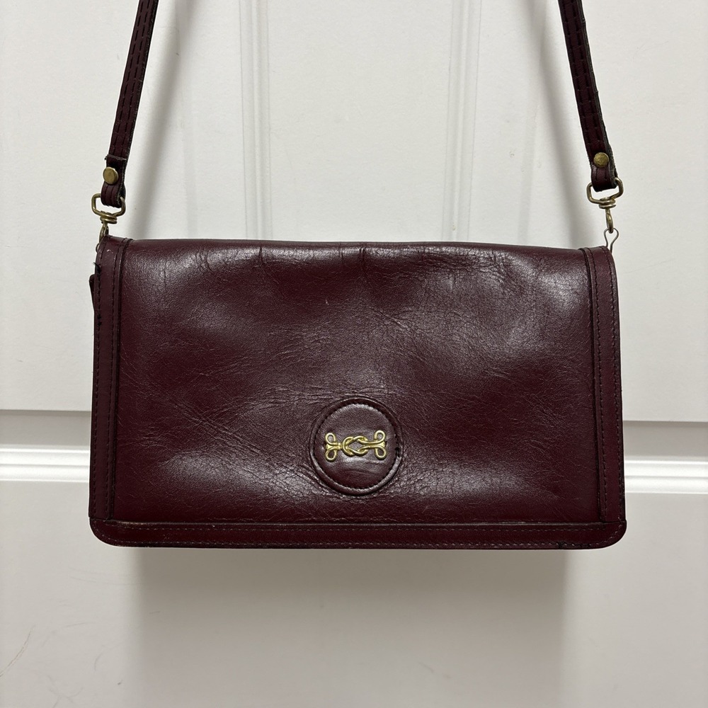 Vintage Convertible Burgundy Leather Crossbody Bag